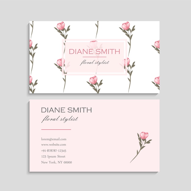 Business card with beautiful flowers. 