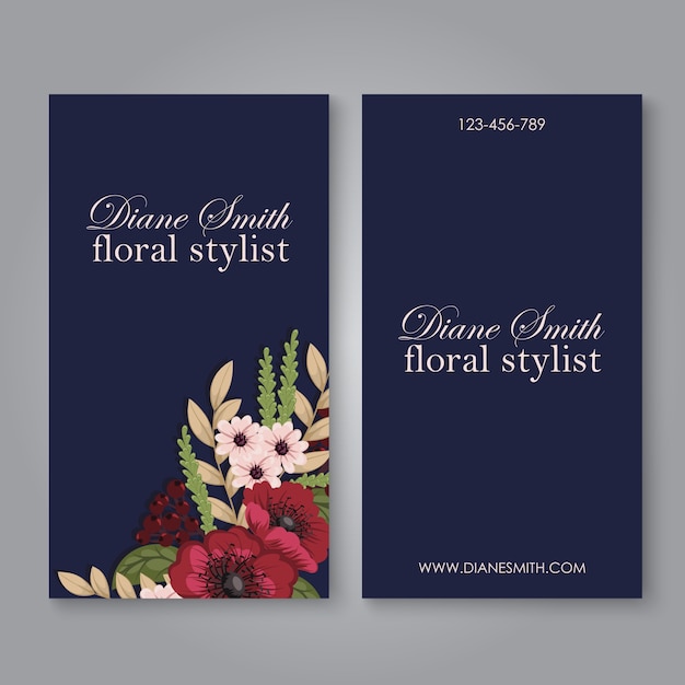 Business card with beautiful flowers