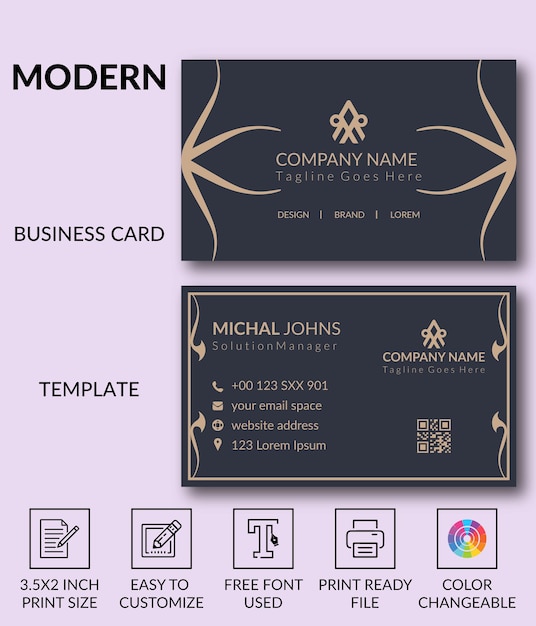 a business card with a business card that says modern business cards