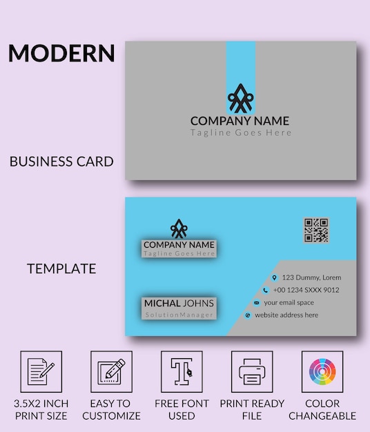 a business card with a business card that says modern business cards