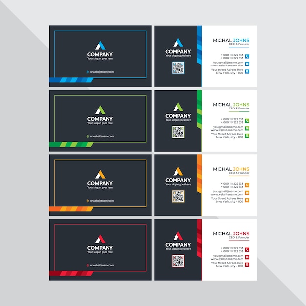 Vector a business card with a colorful logo on it