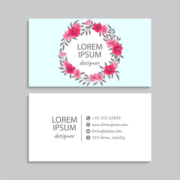 business card with flowers in pastel colors