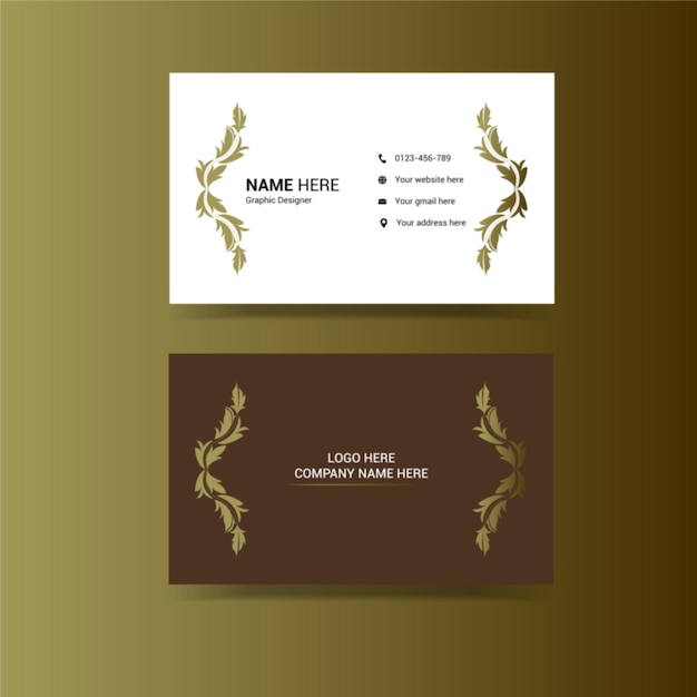 Business card with a gold design and a place for your text