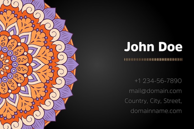 Business card with gold mandala design