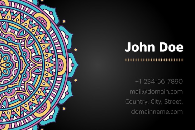 Vector business card with gold mandala design