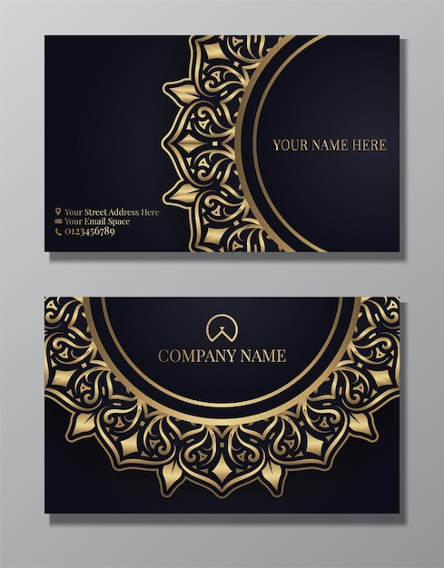 Business card with golden mandala ornament