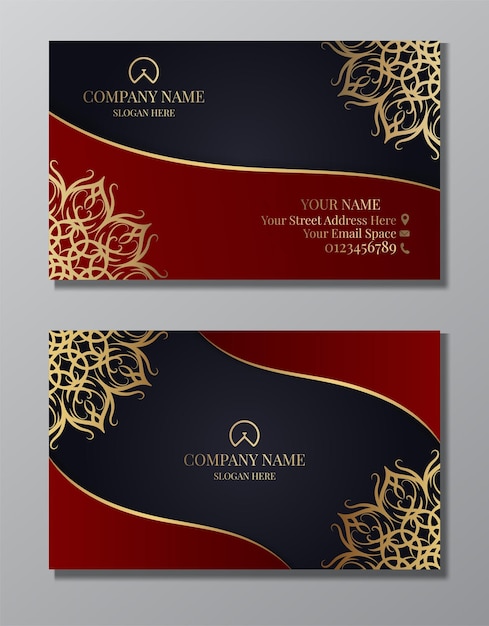 Business card with golden mandala ornament