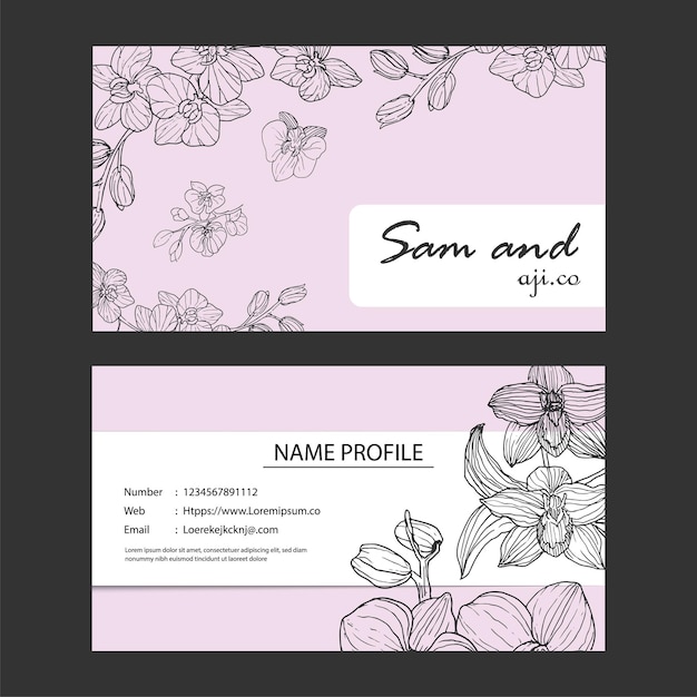 Business card with line art concept design illustration