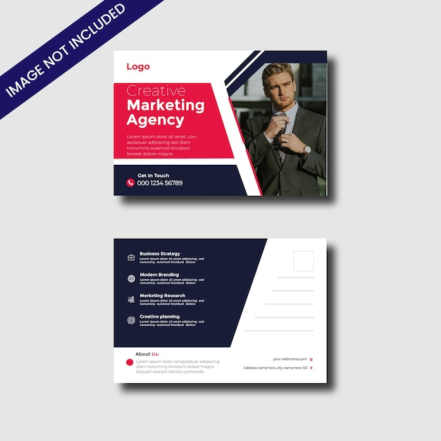 Vector a business card with a man giving a speech about marketing