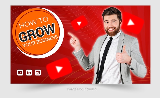 a business card with a man giving a thumbs upbusiness abstract business youtube thumbnail template