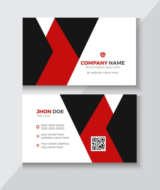 Business card with a red and black pattern