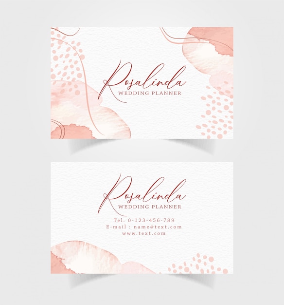 Business card with splash watercolor template