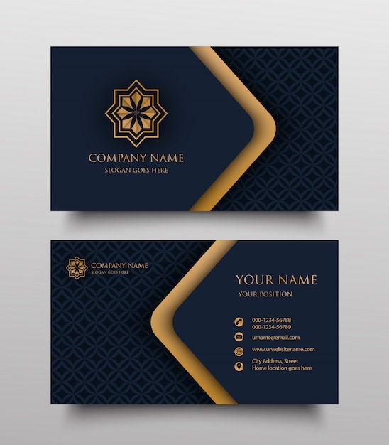 Business card with vintage gold floral logo and place for text