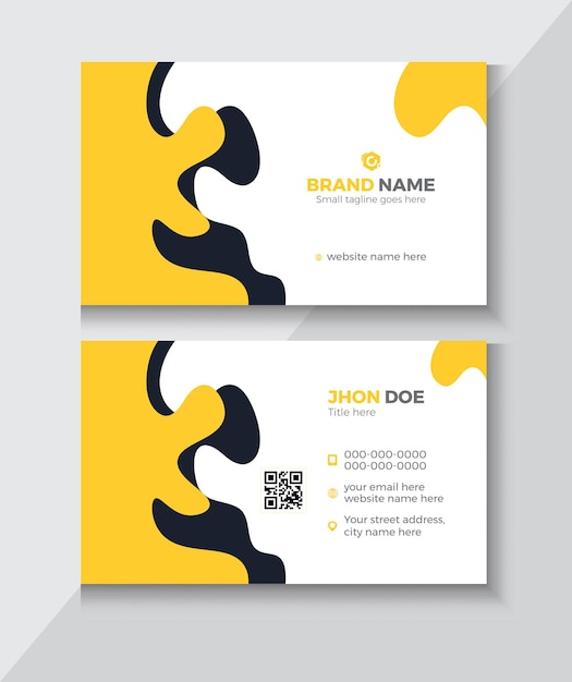 Vector a business card with a yellow and black logo.