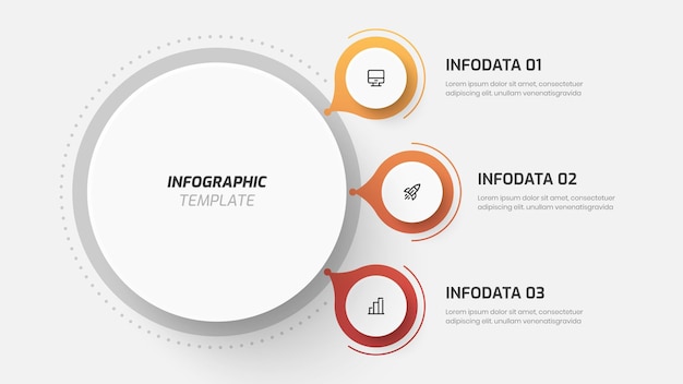 Business Central Circle Infographic Template with Gradient Color Circle Label 3 Option and Icon