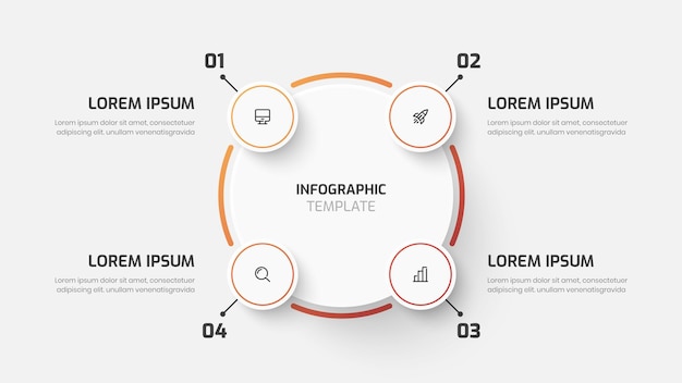 Business Central Circle Infographic Template with Gradient Color Circle Label 4 Number and Icon