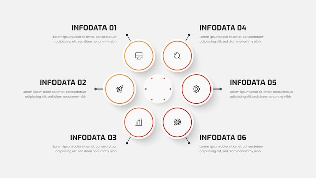 Business Central Hexagon Infographic Presentation with Gradient Color Circle Label 6 Option and Icon