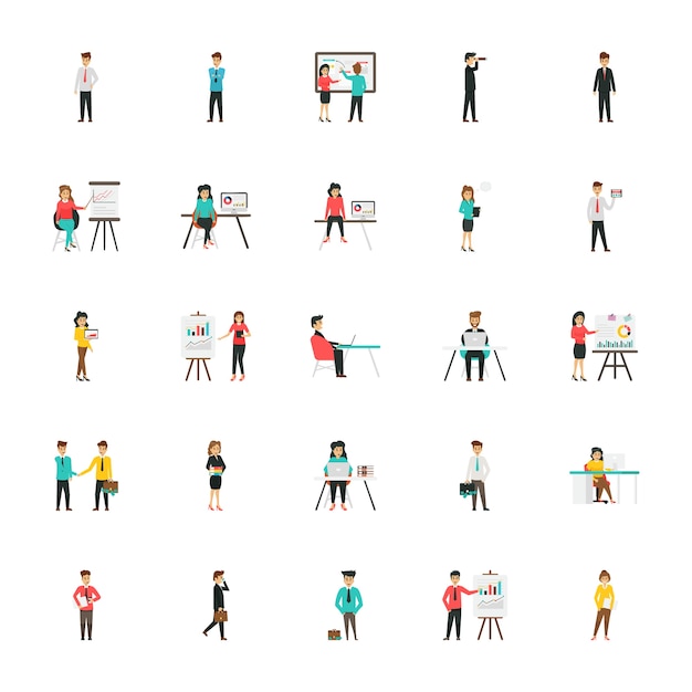 Business Characters Flat Icons Set 