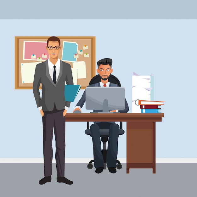 Business characters in office scene