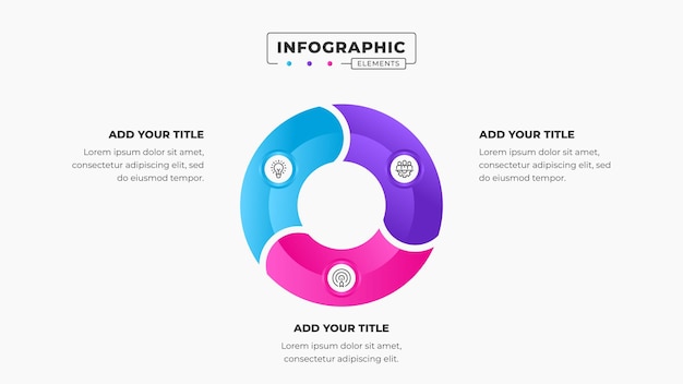 Business circle infographic presentation design template with 3 steps