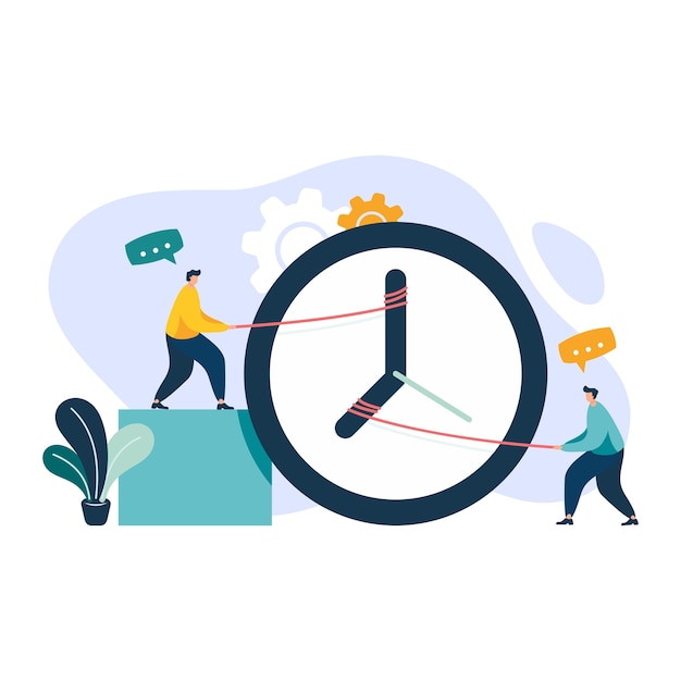 Business colleagues adjusting clock hands