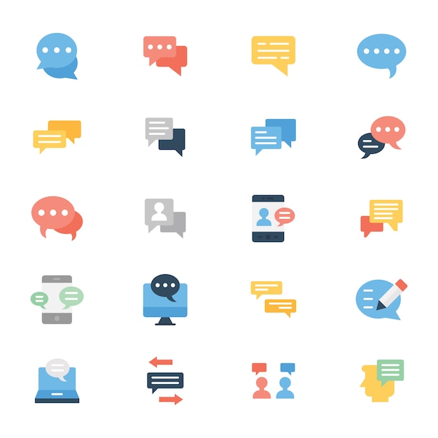 Business Communication Flat Icons Pack