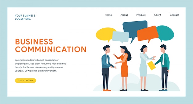 Business communication landing page