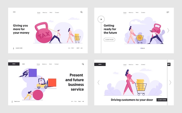 Business Competition Concept Landing Page Set