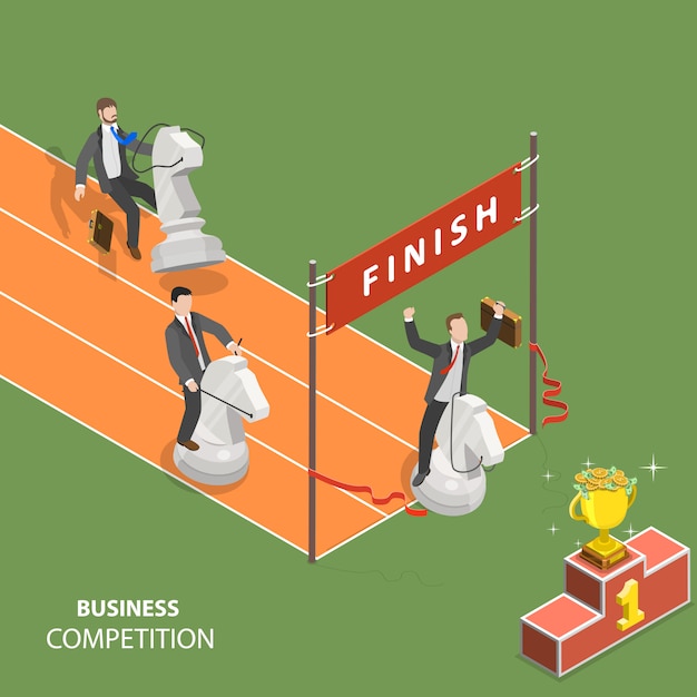 Business competition flat isometric low poly vector concept.