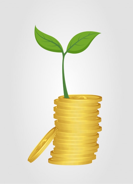 Business concept growing tree from pile of golden coin