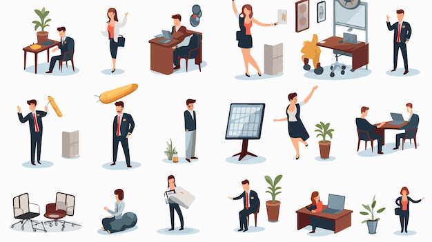 Business Concept Isolated Set Icons Cartoon Vector