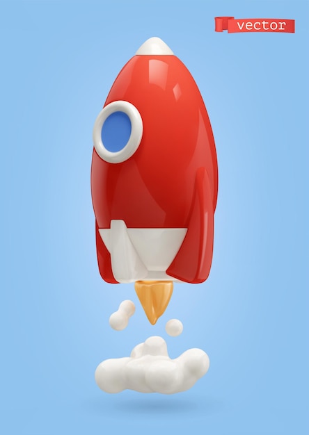 Business concept Space rocket start 3d vector icon