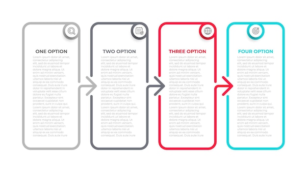 Business concept with 4 options steps parts.