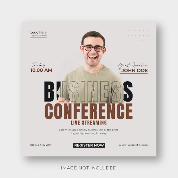 Business conference digital marketing live webinar and corporate social media post template