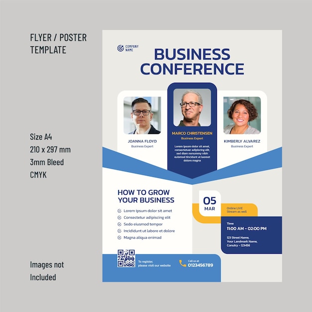 Vector business conference or event flyer vector design template