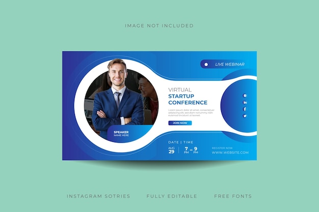 Business Conference live webinar banner invitation and social media post template