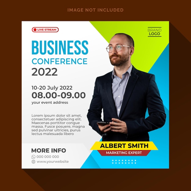 Business Conference live webinar social media post template