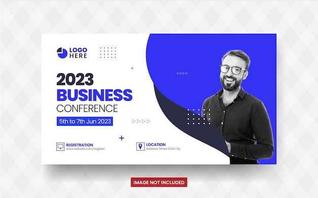 Vector business conference meeting web banner social media post design template