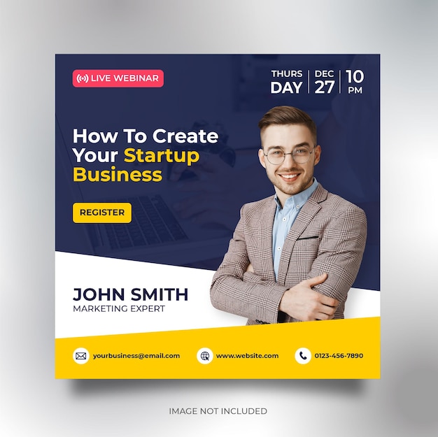 Business conference social media banner square flyer template