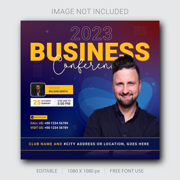 Business conference social media post and web banner template