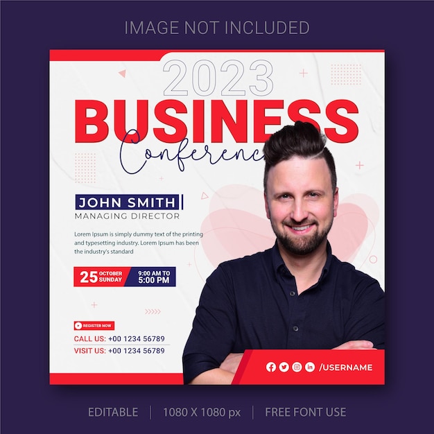 Business conference social media post and web banner template