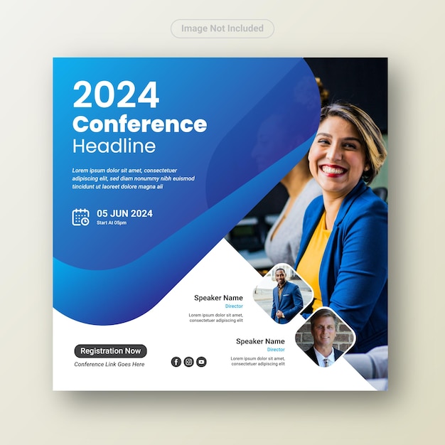 Business conference Social media template or conference Square Flyer