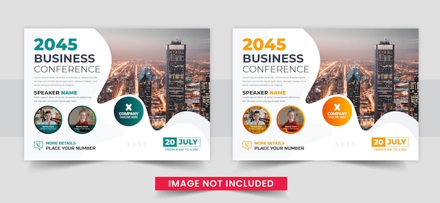 Business conference or webinar horizontal flyer and invitation banner template