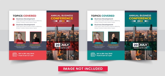 Business conference or webinar horizontal flyer and invitation banner