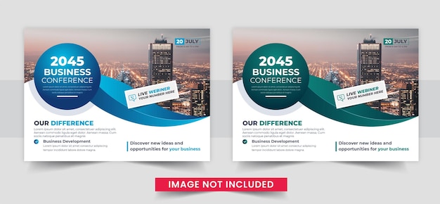 Business conference or webinar horizontal flyer and invitation banner