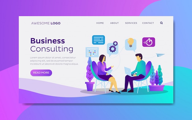 Business consulting Landing page template