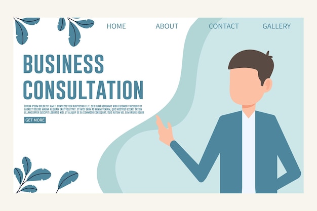 Vector business consulting website design template modern flat style vector illustration