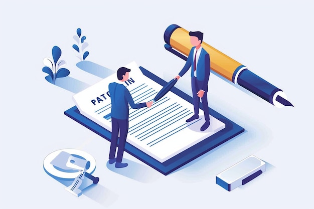 Vector business contract transformed isometric