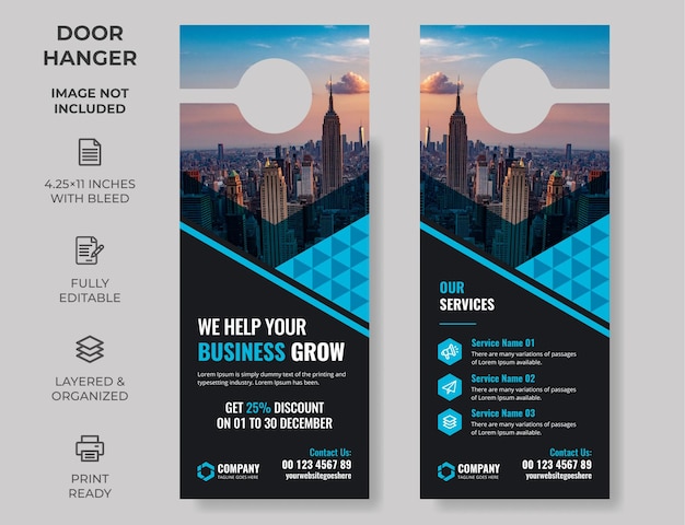 Business Corporate Door Hanger Modern Door hanger do not disturb Door hanger design template