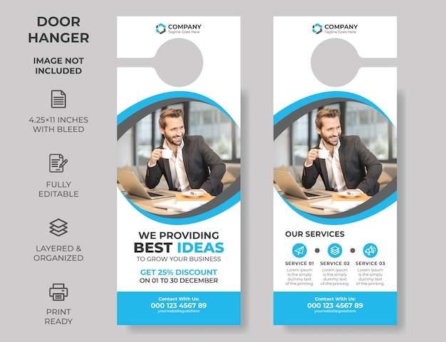 Business Corporate Door Hanger Modern Door hanger do not disturb Door hanger design template